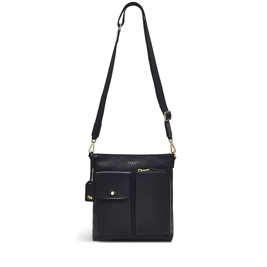 Selby Crescent Leather Small Ziptop Crossbody Bag in Black - H9052001