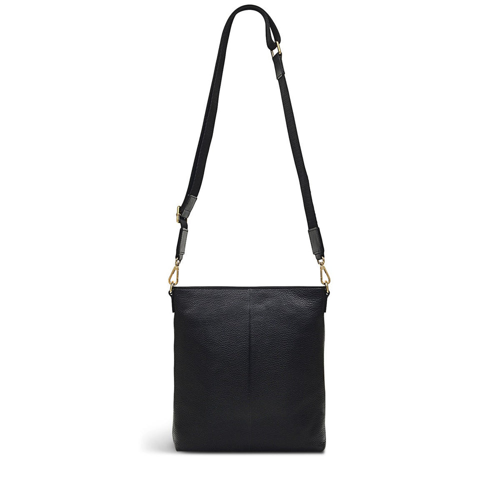 Selby Crescent Leather Small Ziptop Crossbody Bag in Black - H9052001