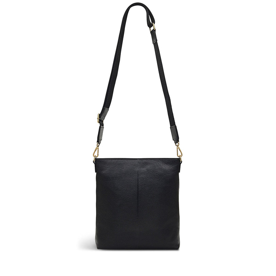Selby Crescent Leather Small Ziptop Crossbody Bag in Black - H9052001