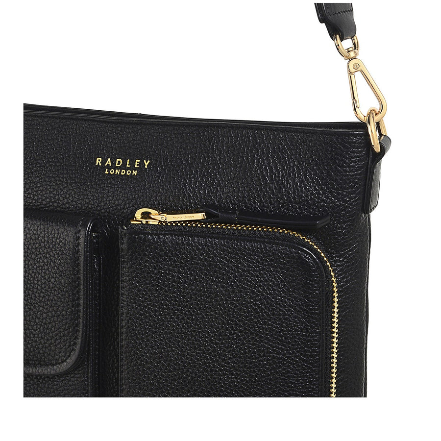 Selby Crescent Leather Small Ziptop Crossbody Bag in Black - H9052001