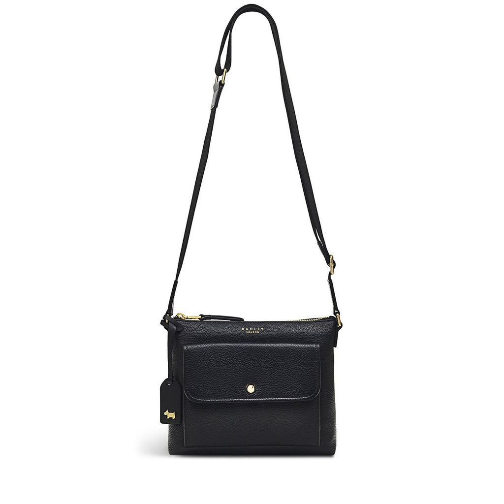Selby Crescent Leather Mini Ziptop Crossbody Bag in Black - H9053001