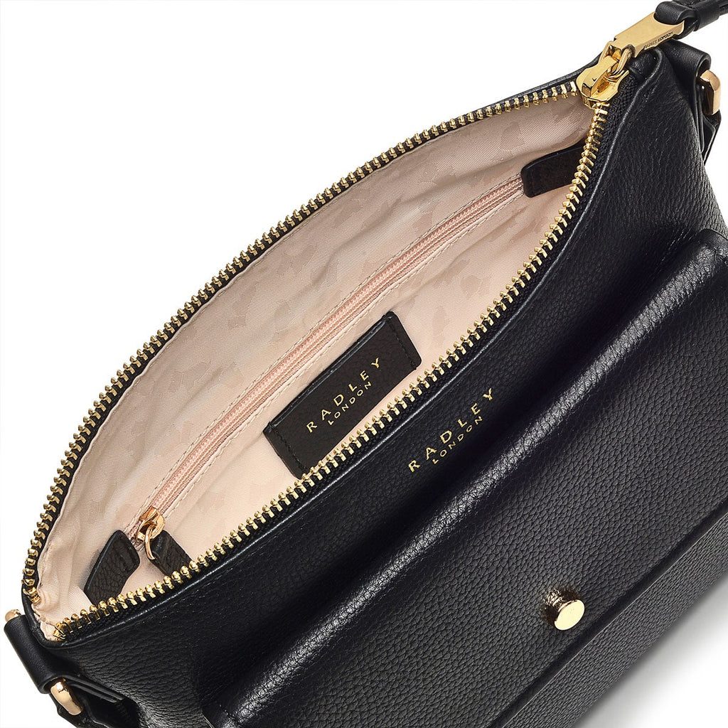 Selby Crescent Leather Mini Ziptop Crossbody Bag in Black - H9053001