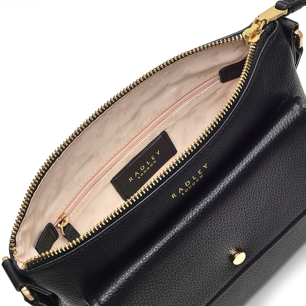 Selby Crescent Leather Mini Ziptop Crossbody Bag in Black - H9053001
