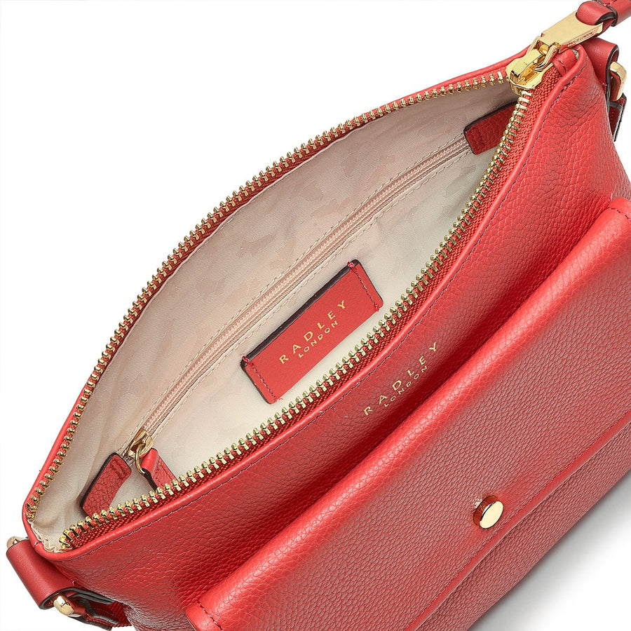 Selby Crescent Leather Mini Ziptop Crossbody Bag in Luscious Red - H9053624