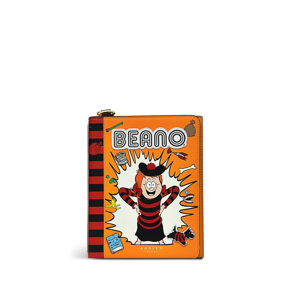 Beano SS24 Leather Small Flapover Crossbody Bag in Saffron - H9180757