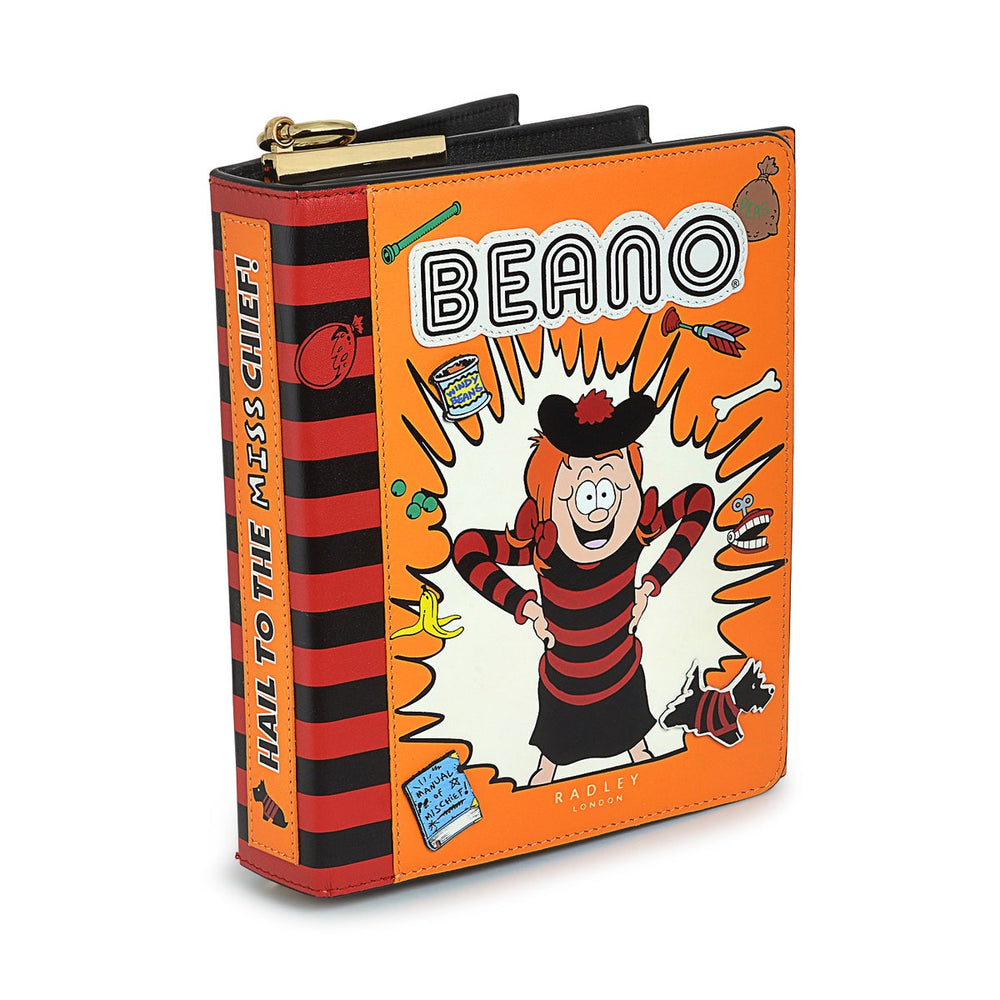 Beano SS24 Leather Small Flapover Crossbody Bag in Saffron - H9180757