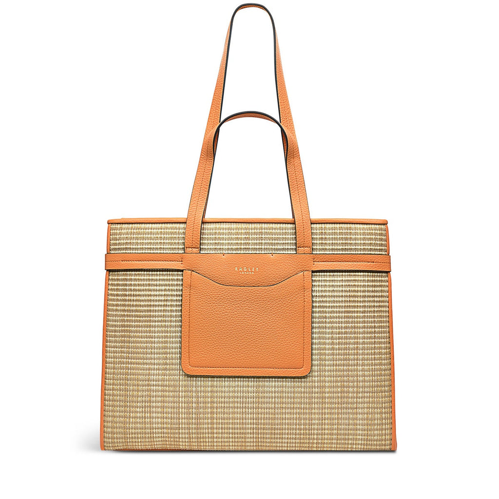 Florence Road Fabric Large Ziptop Shoulder Bag in Apricot - H9229812