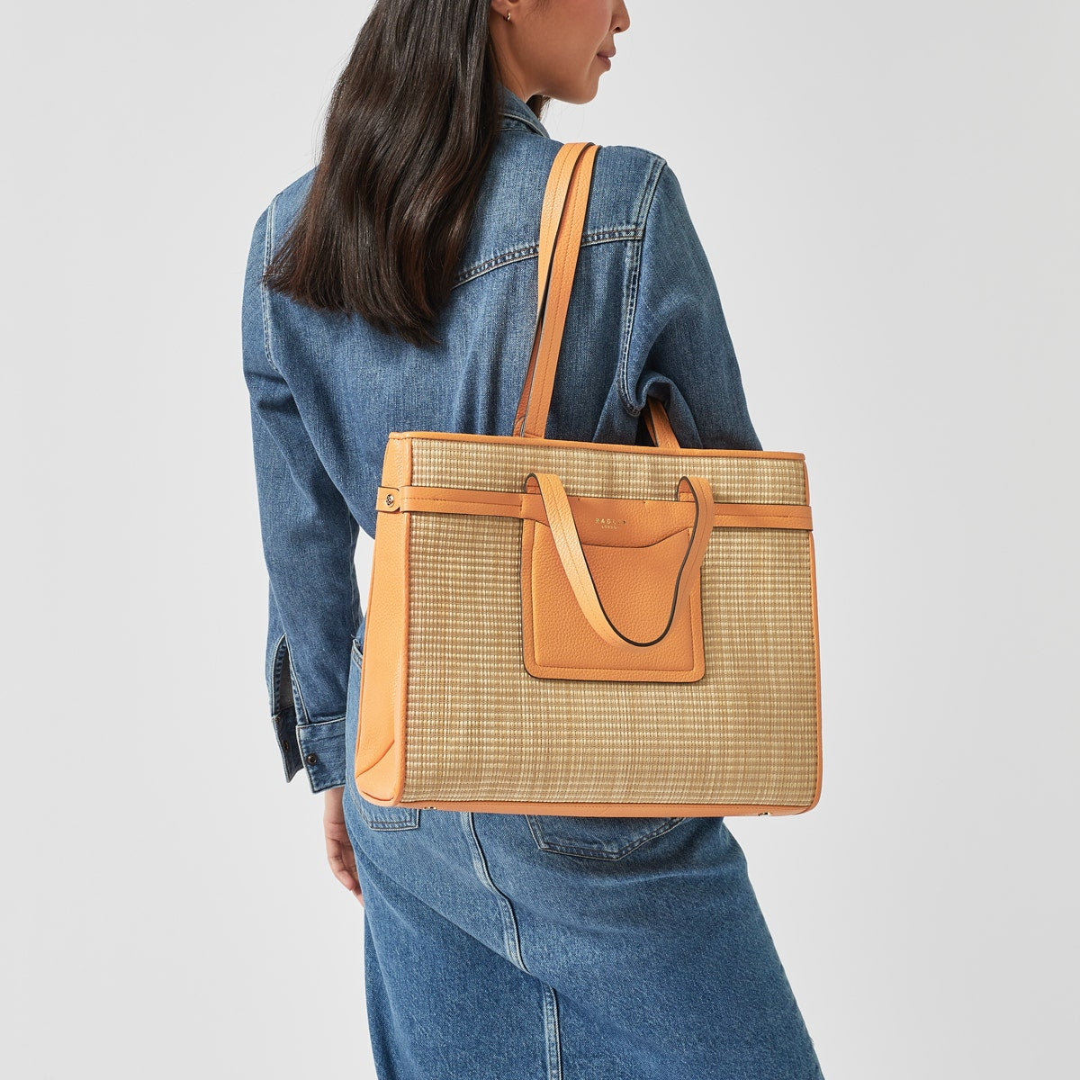 Florence Road Fabric Large Ziptop Shoulder Bag in Apricot - H9229812