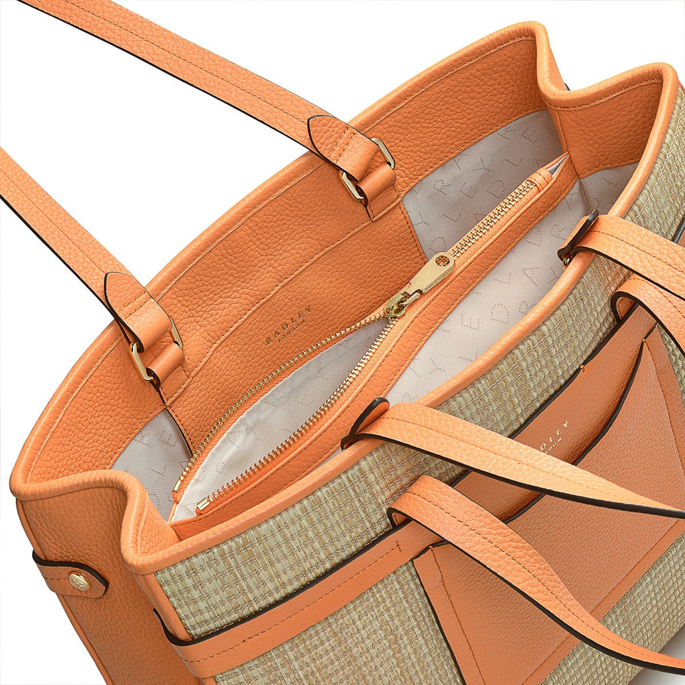 Florence Road Fabric Large Ziptop Shoulder Bag in Apricot - H9229812