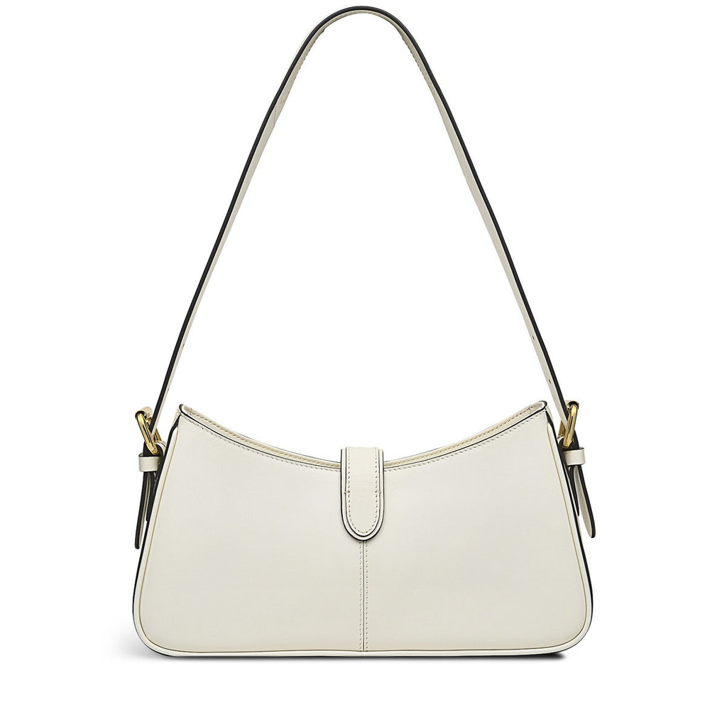 Kentucky Derby SS24 Leather Medium Ziptop Shoulder Bag in Chalk - H9232109