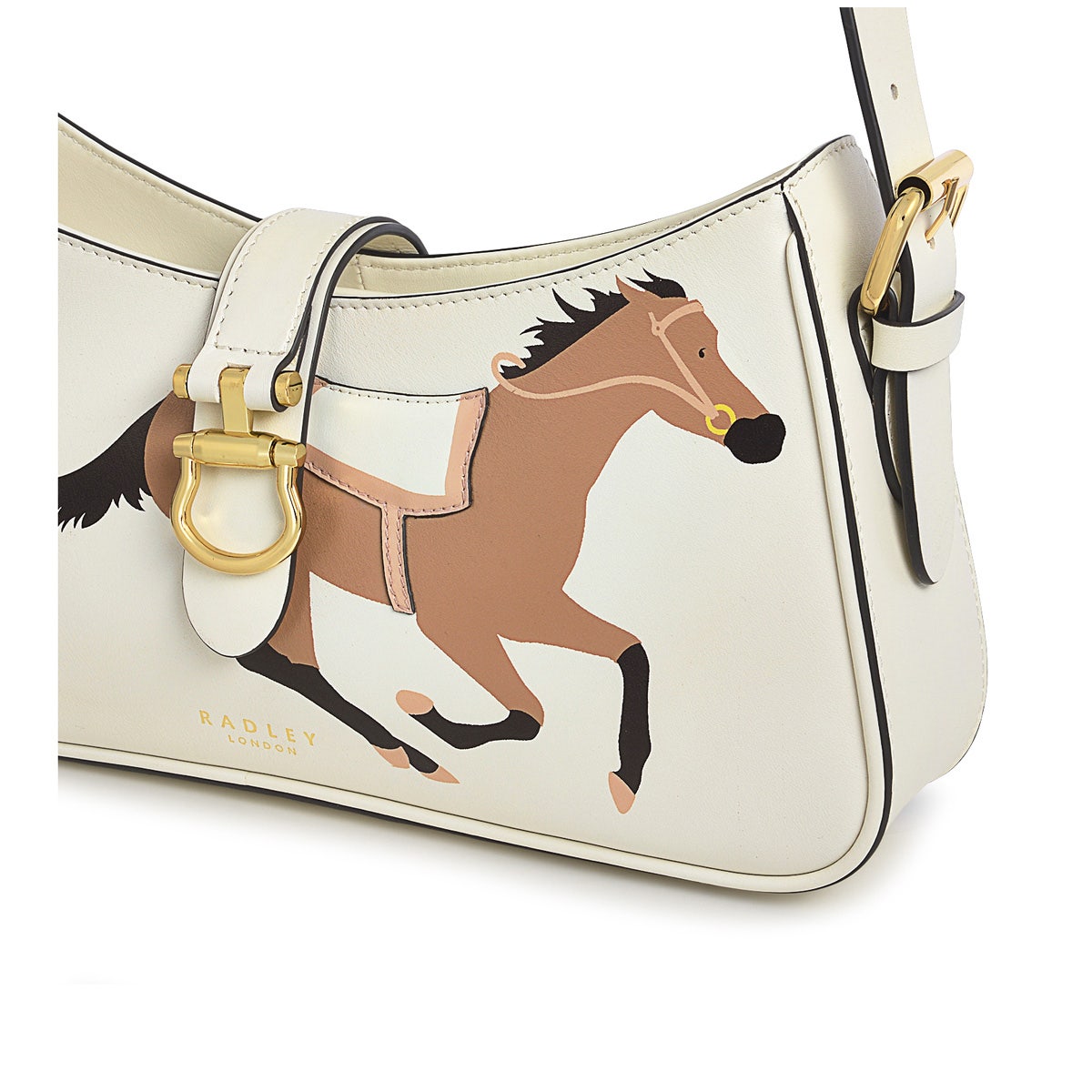 Kentucky Derby SS24 Leather Medium Ziptop Shoulder Bag in Chalk - H9232109