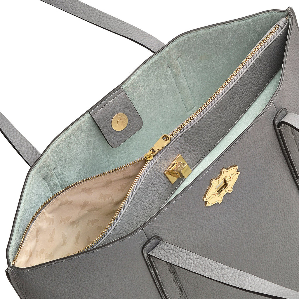 Museum Street Leather Large Ziptop Tote Bag in Cloud Burst - H9262093