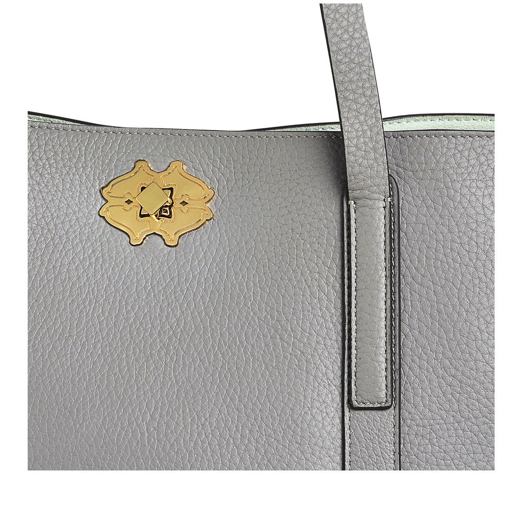 Museum Street Leather Large Ziptop Tote Bag in Cloud Burst - H9262093