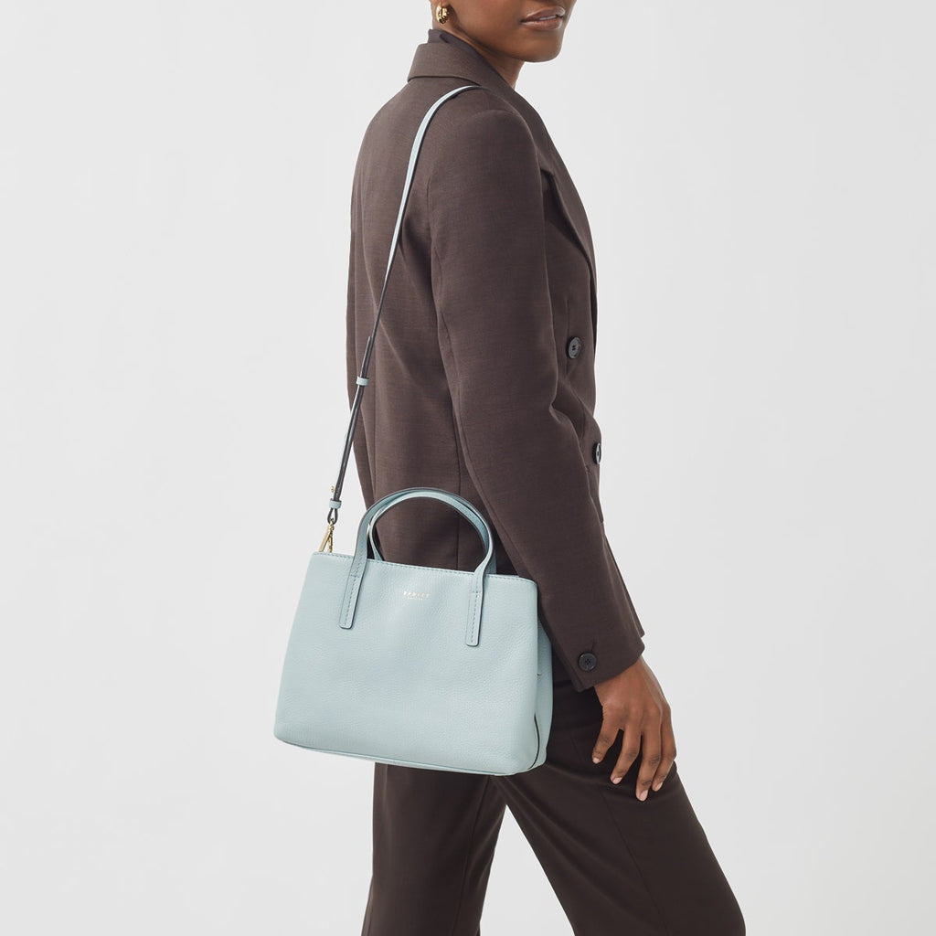 Dukes Place Leather Medium Ziptop Grab Bag in Seafoam - H9281367