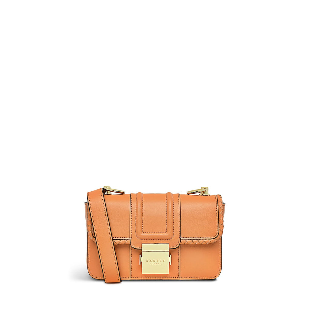 Hanley Close Leather Mini Flapover Crossbody Bag in Apricot - H9290812