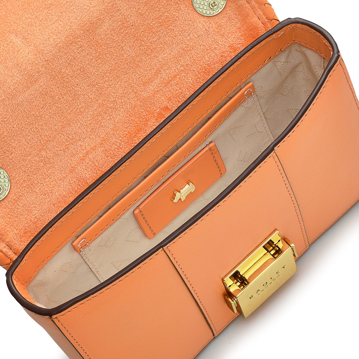 Hanley Close Leather Mini Flapover Crossbody Bag in Apricot - H9290812