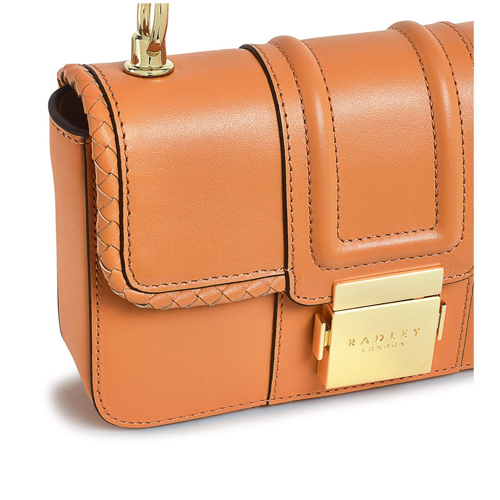 Hanley Close Leather Mini Flapover Crossbody Bag in Apricot - H9290812