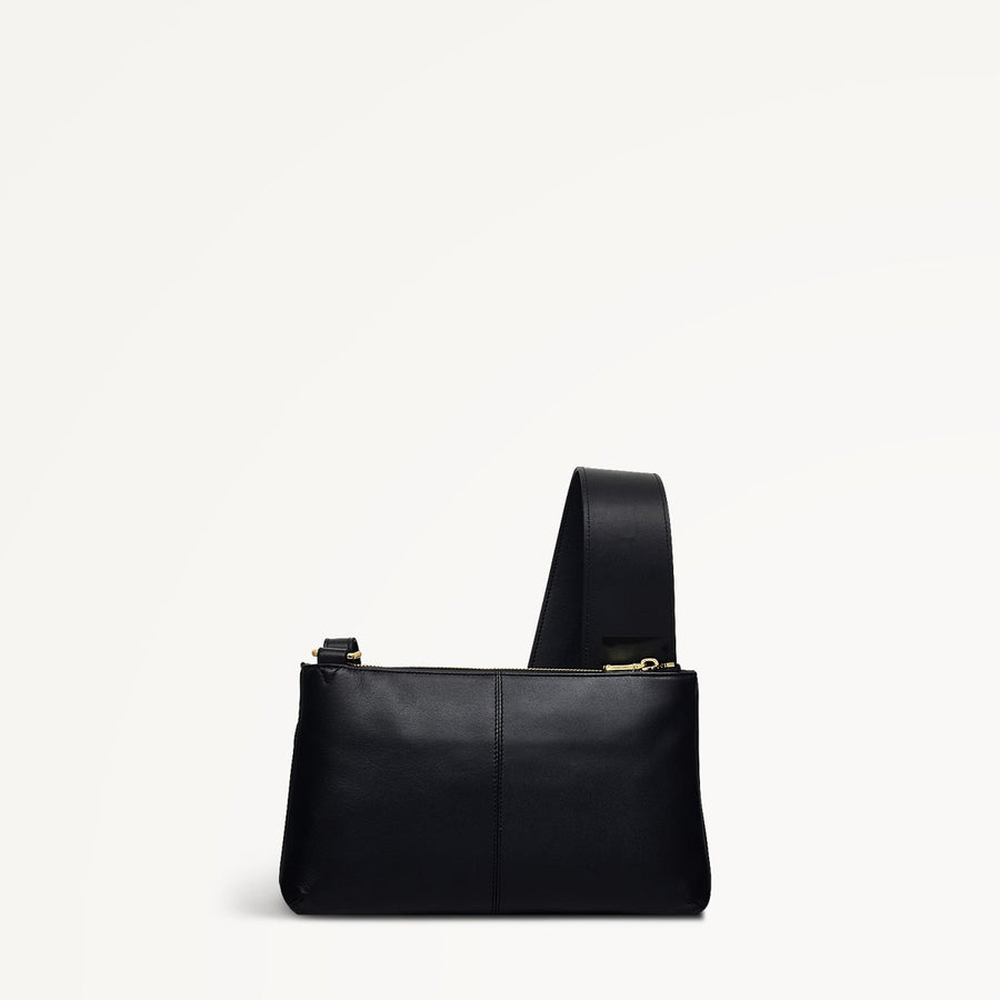 Pockets Leather Small Ziptop Crossbody Bag in Black - H9294001