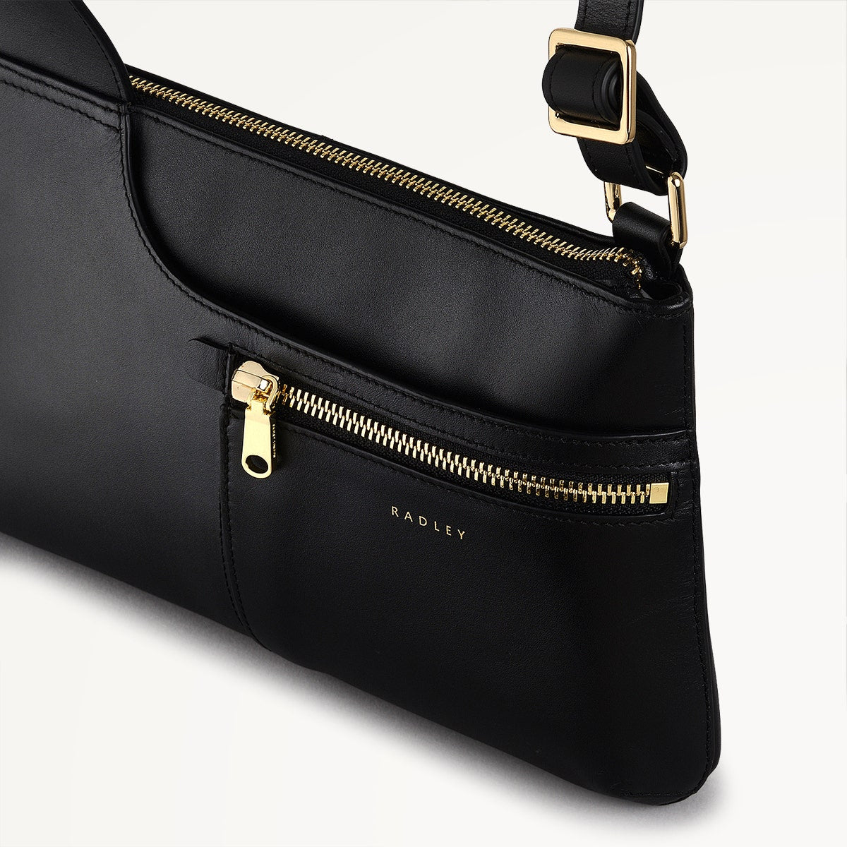 Pockets Leather Small Ziptop Crossbody Bag in Black - H9294001