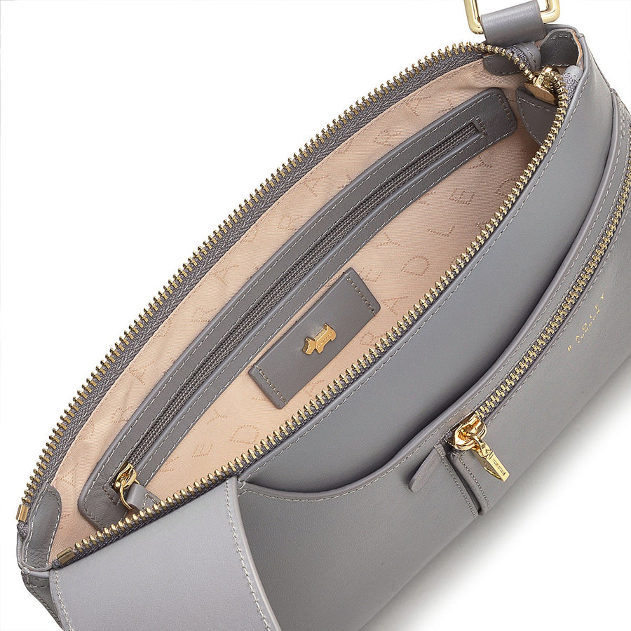 Pockets Leather Small Ziptop Crossbody Bag in Cloud Burst - H9294093
