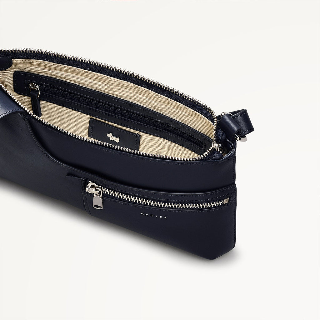 Pockets Leather Small Ziptop Crossbody Bag in Ink - H9294401