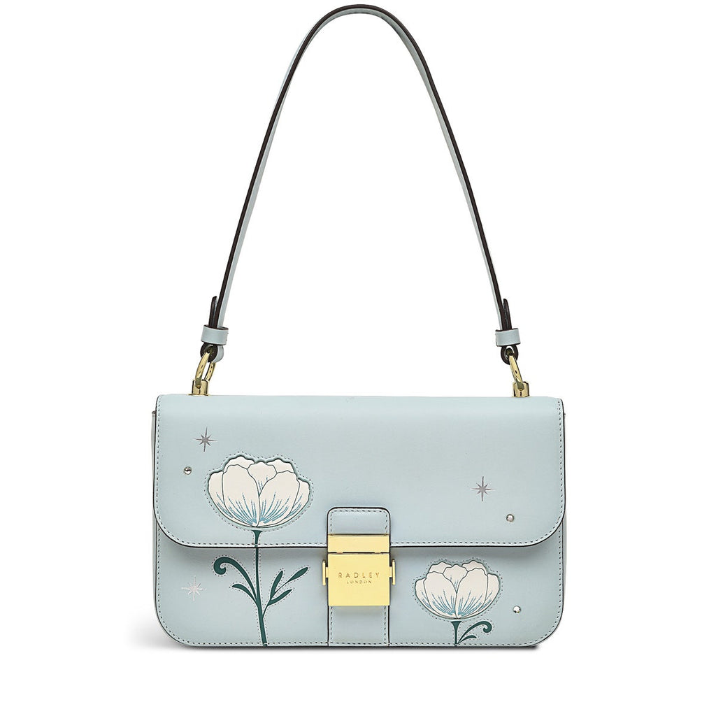 Hanley Close Leather Medium Flapover Shoulder Bag in Seafoam - H9298367