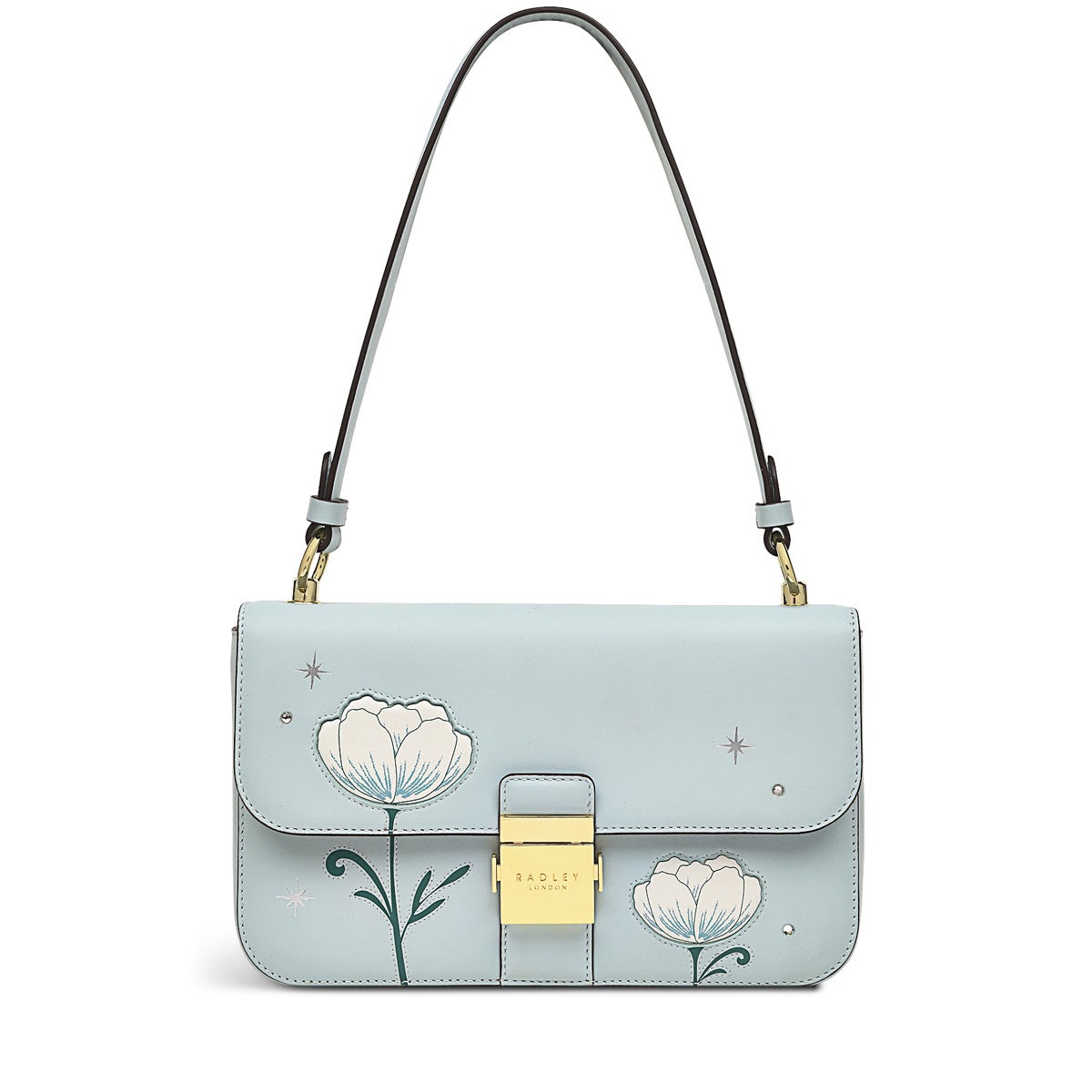 Hanley Close Leather Medium Flapover Shoulder Bag in Seafoam - H9298367