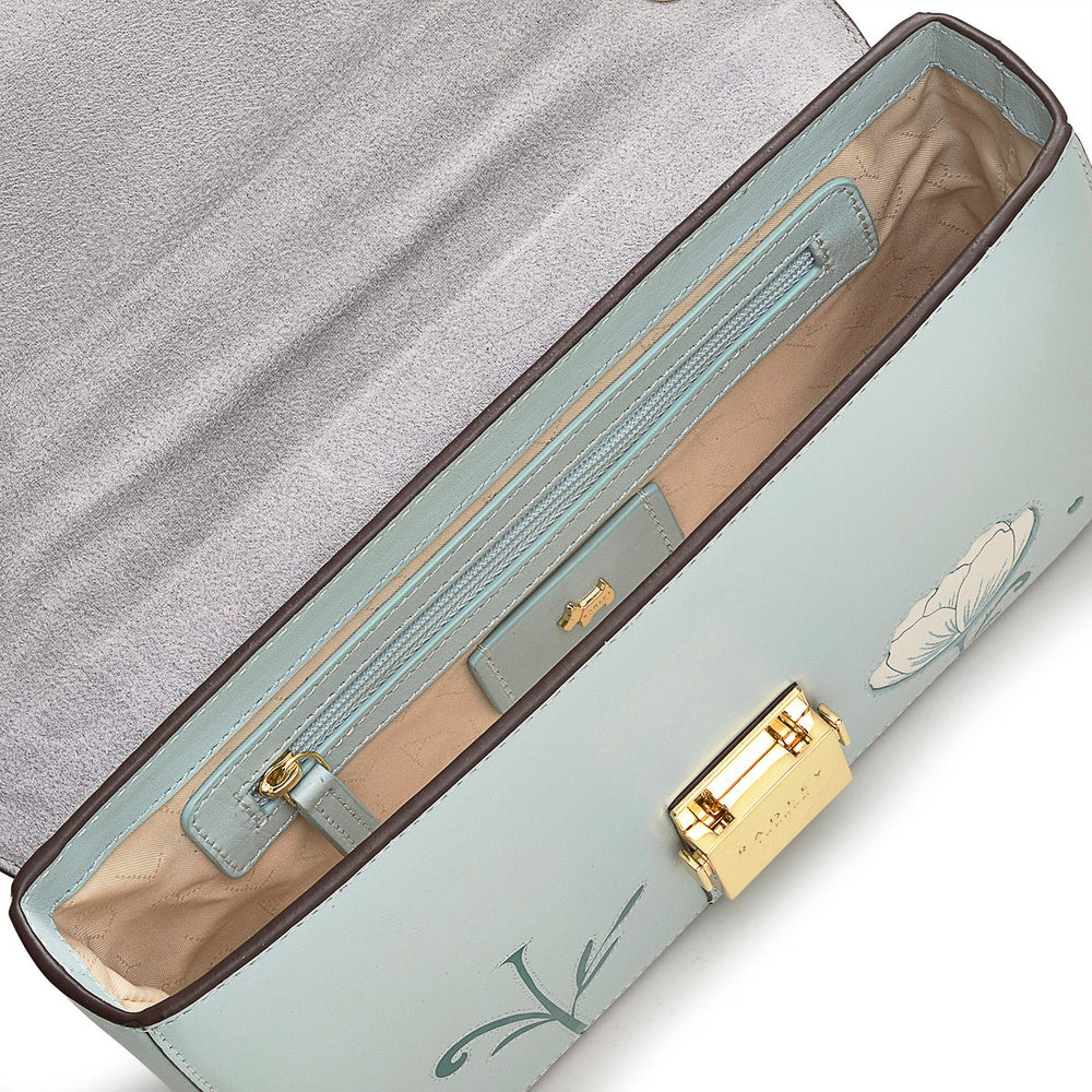 Hanley Close Leather Medium Flapover Shoulder Bag in Seafoam - H9298367