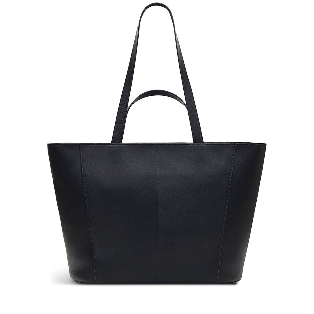Pockets Leather Large Ziptop Tote Bag in Black - H9320001