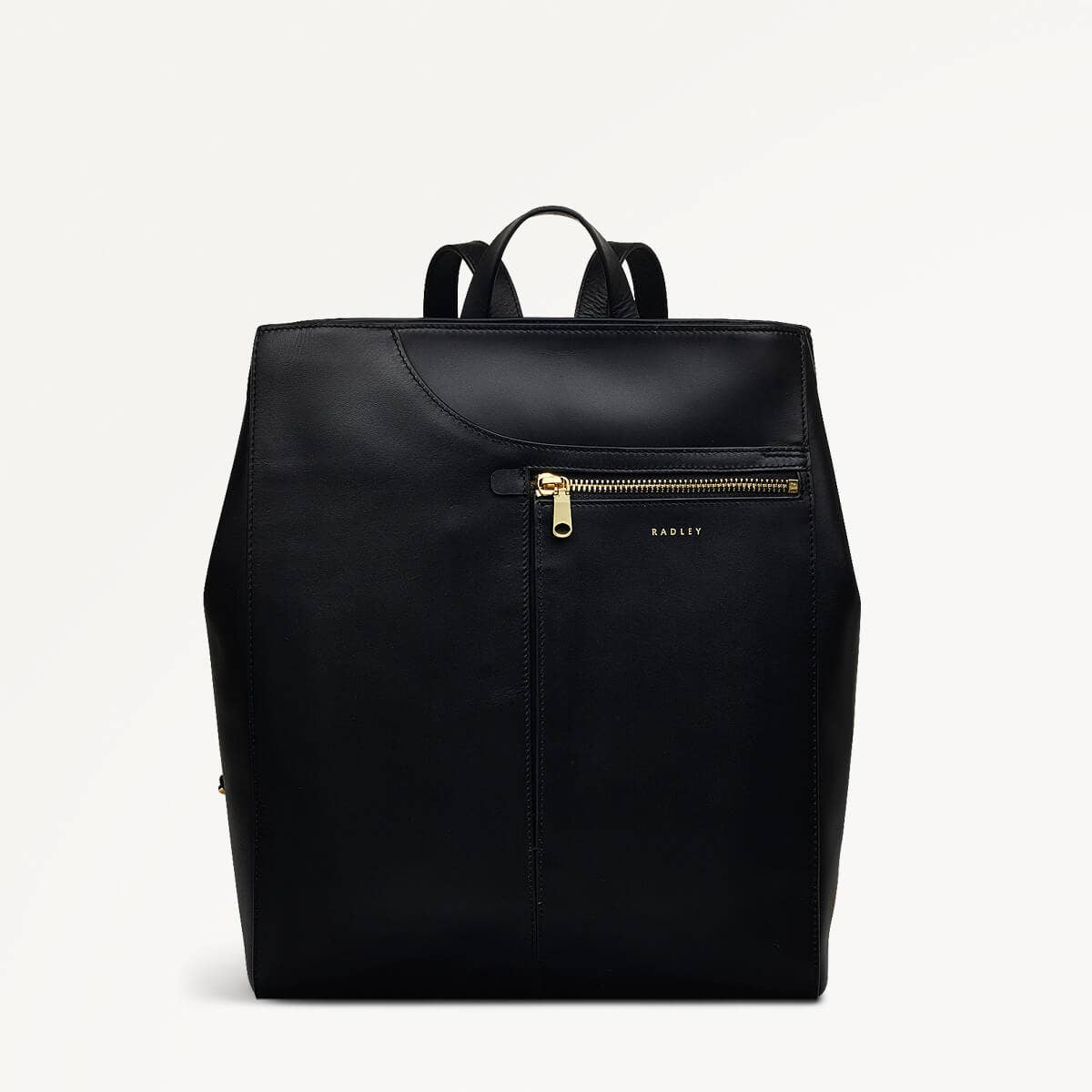 Pockets Leather Medium Ziptop Backpack in Black - H9321001