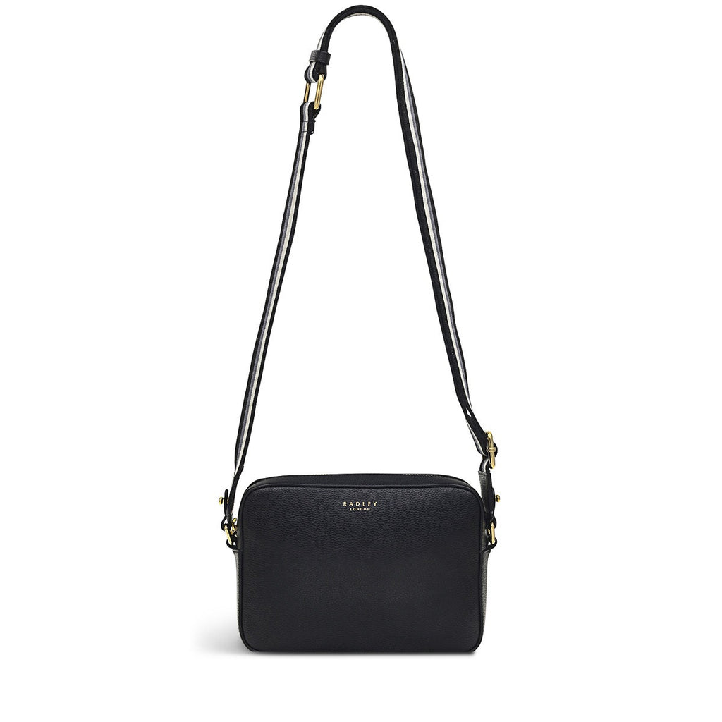 Spitalfields Row Leather Mini Zip Around Crossbody Bag in Black - H9349001