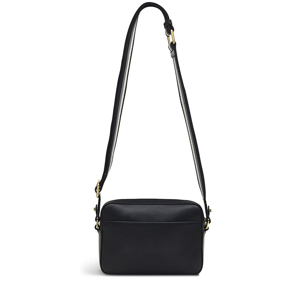 Spitalfields Row Leather Mini Zip Around Crossbody Bag in Black - H9349001