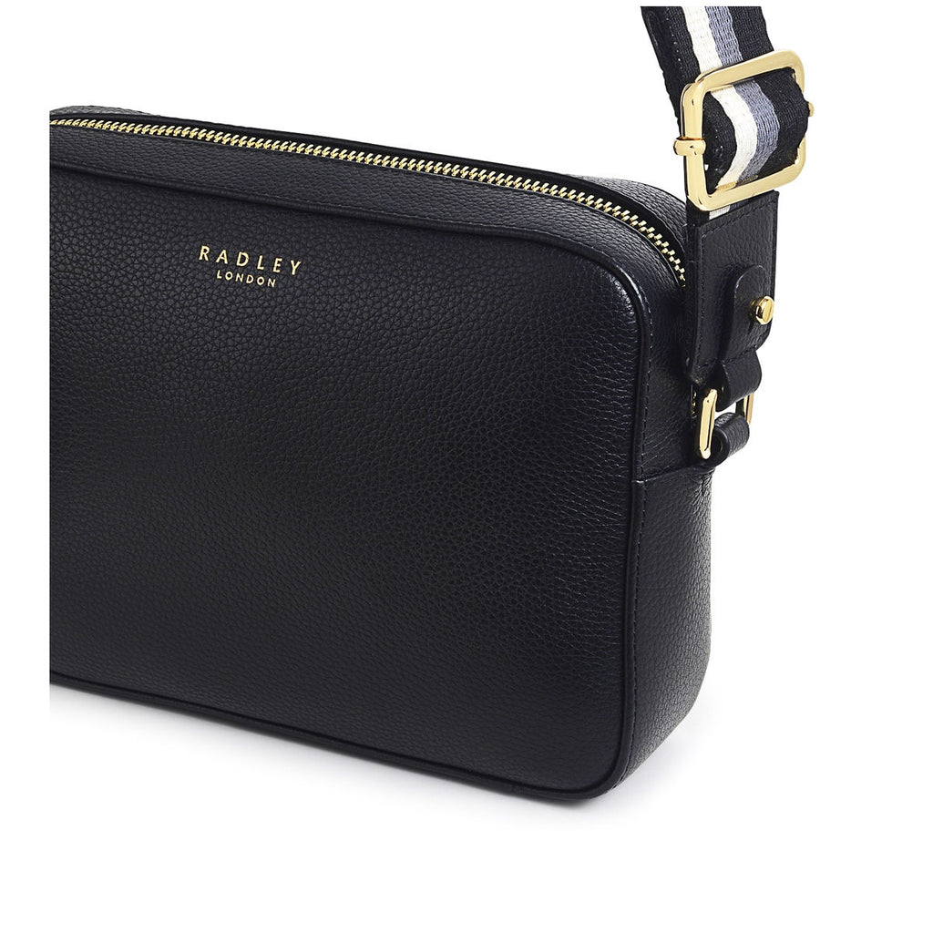Spitalfields Row Leather Mini Zip Around Crossbody Bag in Black - H9349001