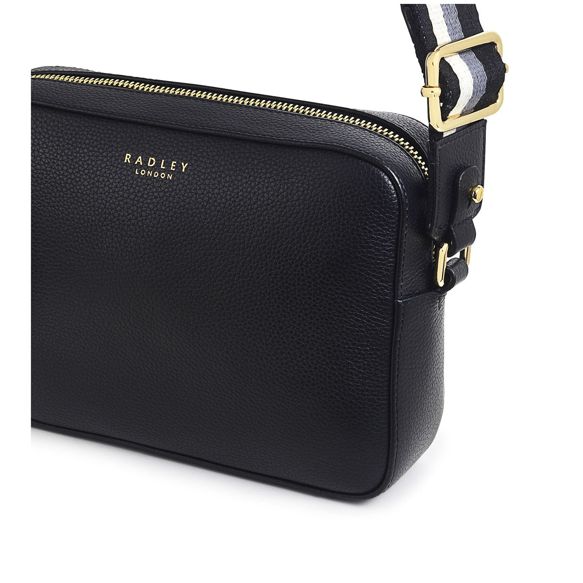 Spitalfields Row Leather Mini Zip Around Crossbody Bag in Black - H9349001