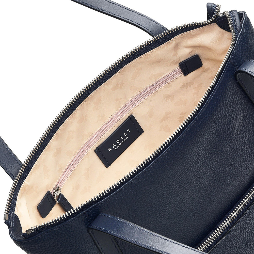 Portman Leather Medium Ziptop Tote Bag in Ink - H9371401
