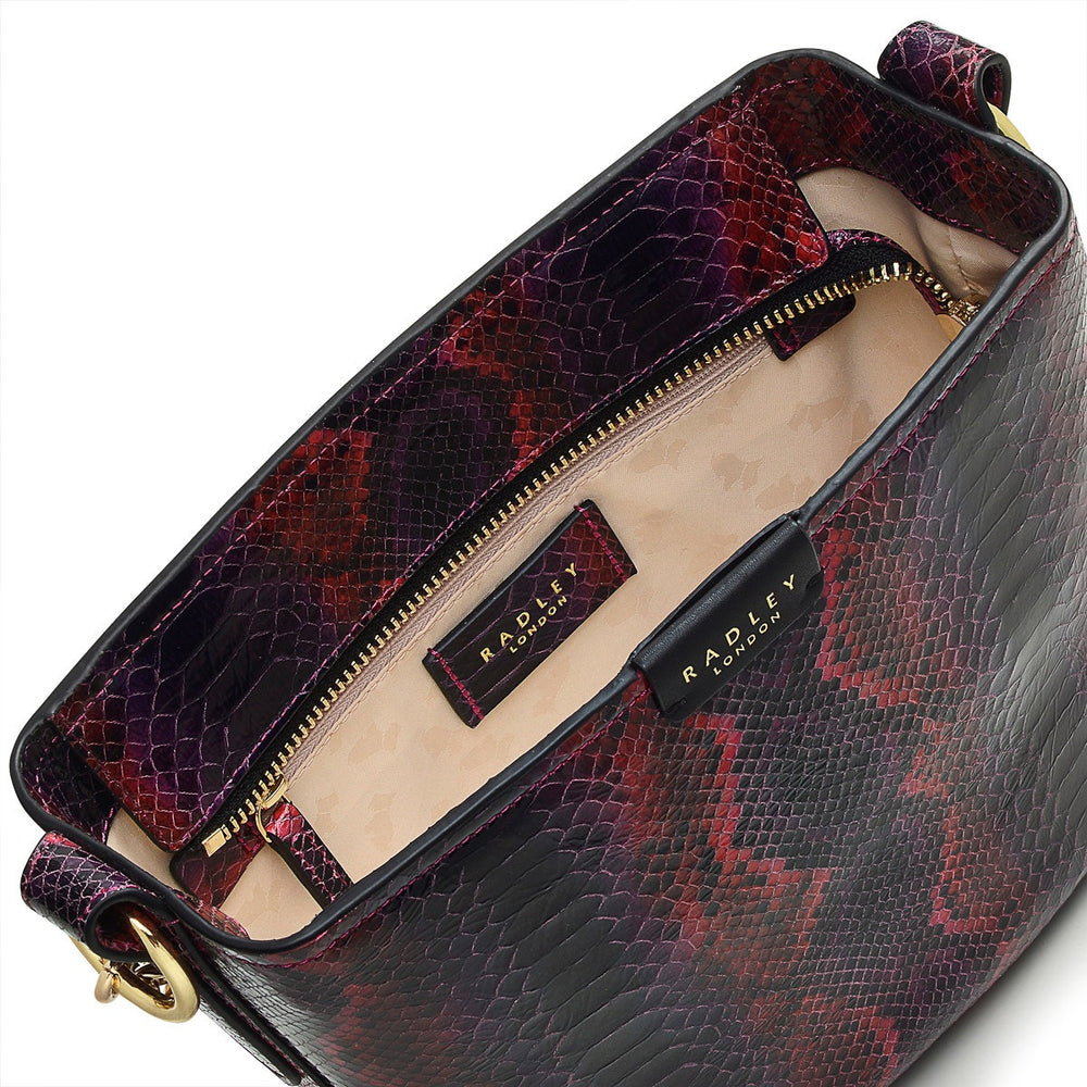 Petticoat Hill Leather Small Ziptop Shoulder Bag in Cassis - H9430676