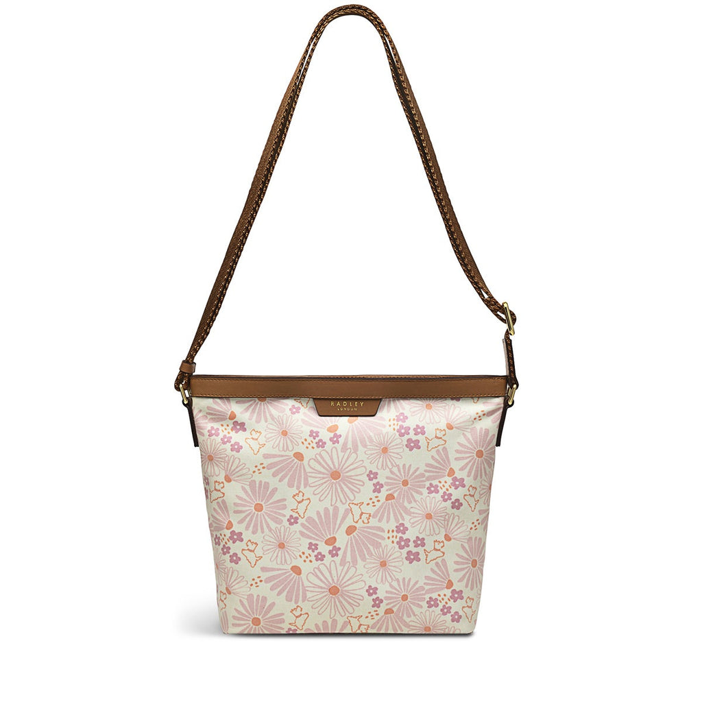 Radley Blooms Fabric Medium Ziptop Crossbody Bag in Chalk - H9435109