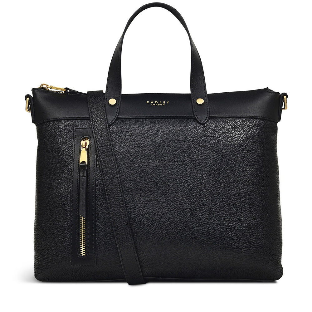 Zippy Leather Medium Ziptop Satchel Bag in Black - H9442001