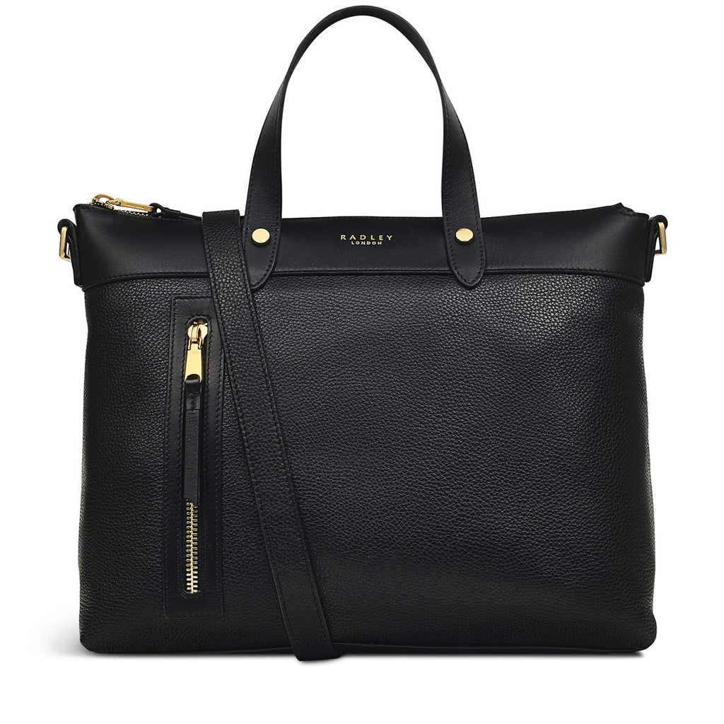 Zippy Leather Medium Ziptop Satchel Bag in Black - H9442001