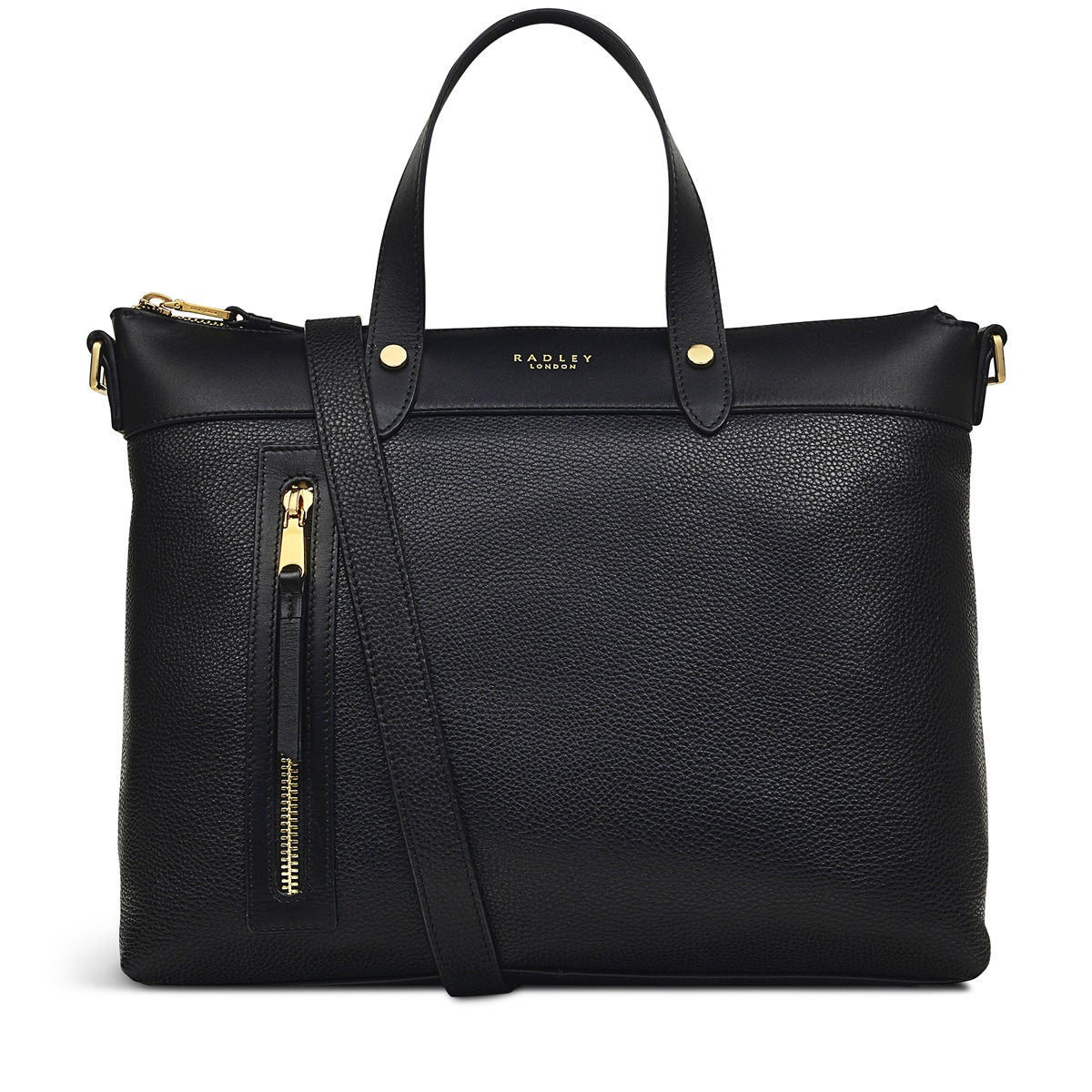 Zippy Leather Medium Ziptop Satchel Bag in Black - H9442001