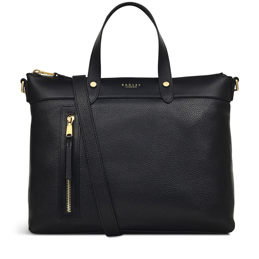 Zippy Leather Medium Ziptop Satchel Bag in Black - H9442001