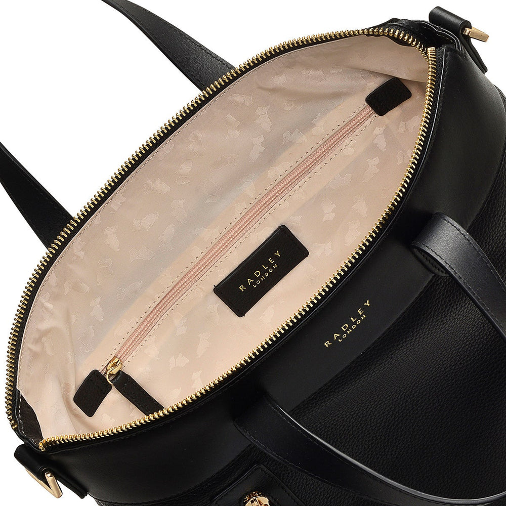 Zippy Leather Medium Ziptop Satchel Bag in Black - H9442001