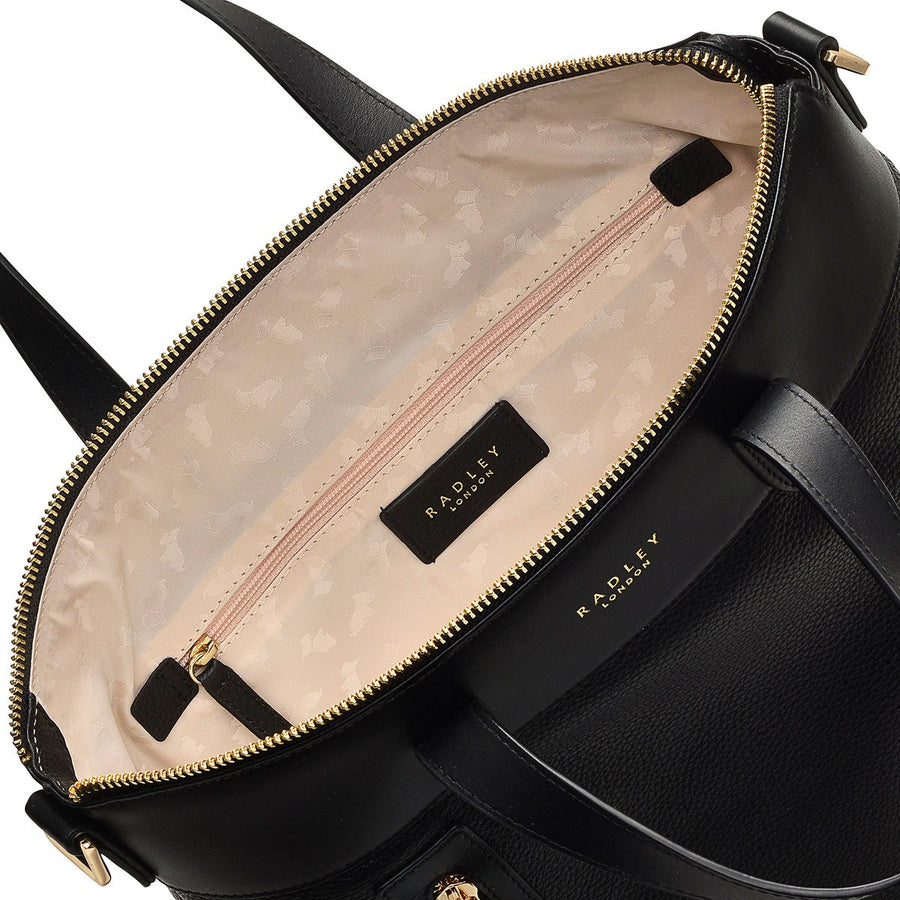 Zippy Leather Medium Ziptop Satchel Bag in Black - H9442001