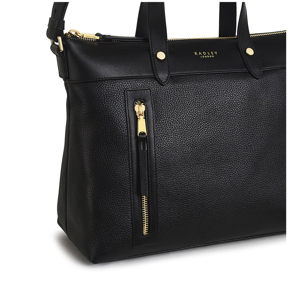 Zippy Leather Medium Ziptop Satchel Bag in Black - H9442001