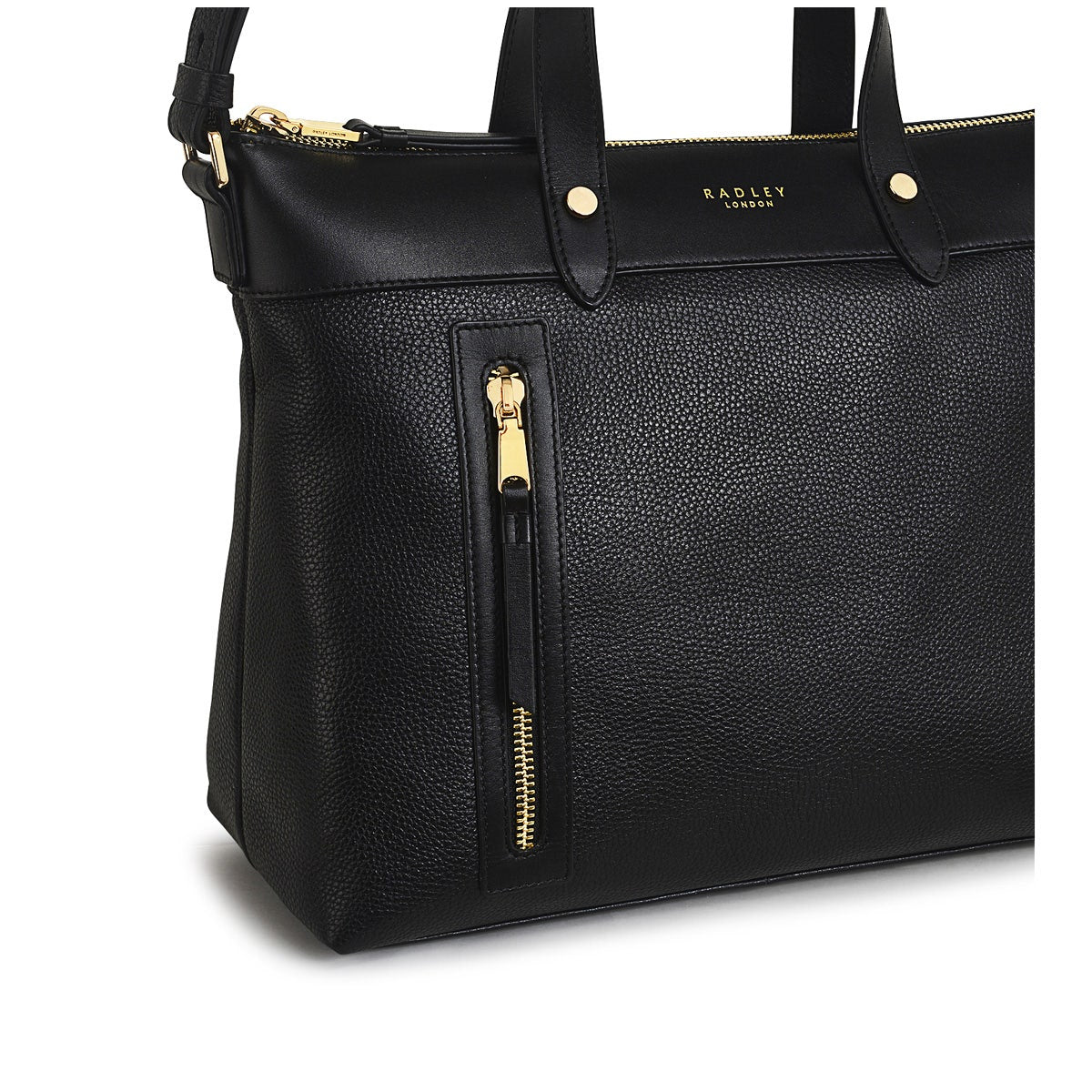Zippy Leather Medium Ziptop Satchel Bag in Black - H9442001