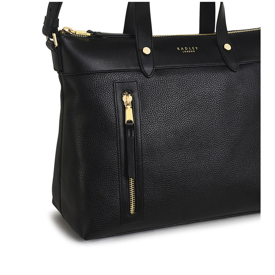 Zippy Leather Medium Ziptop Satchel Bag in Black - H9442001