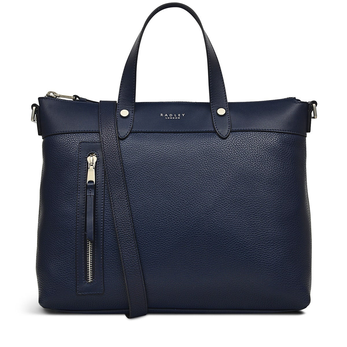 Zippy Leather Medium Ziptop Satchel Bag in Ink - H9442401