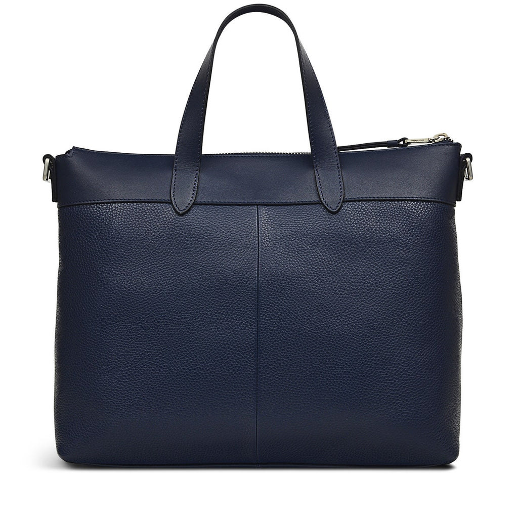 Zippy Leather Medium Ziptop Satchel Bag in Ink - H9442401