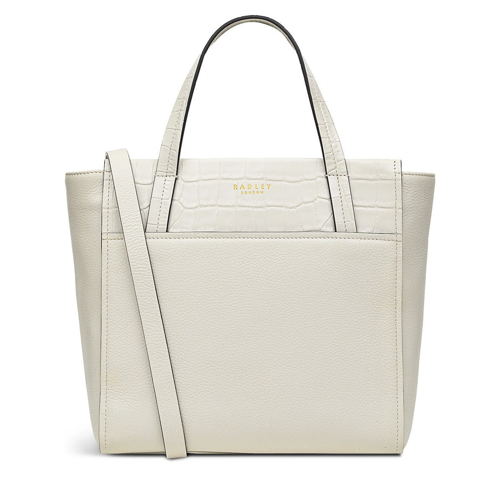 Downtown Leather Small Ziptop Satchel Bag in Chalk - H9455109