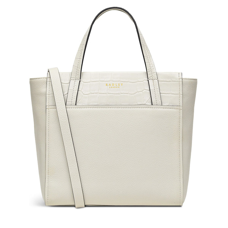 Downtown Leather Small Ziptop Satchel Bag in Chalk - H9455109